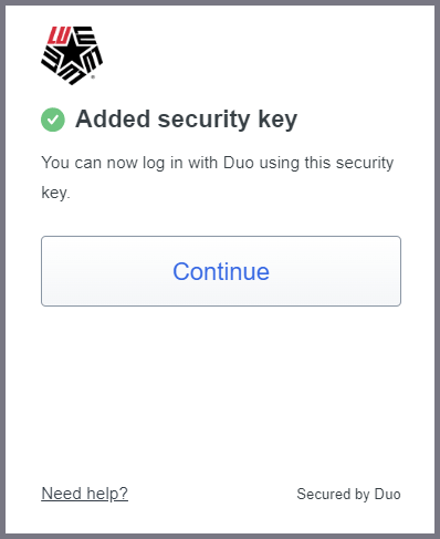 Security Key install was successfull.