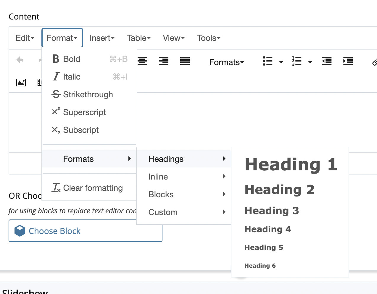 Formatting Headings in the CMS